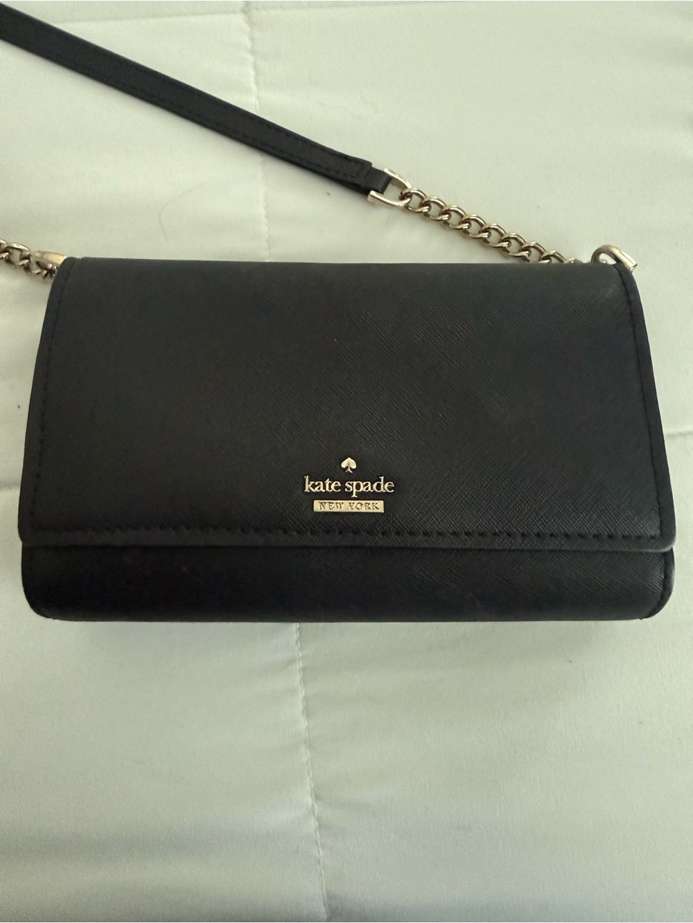 kate spade Black Leather Crossbody with Chain Strap